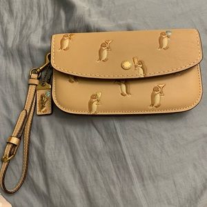 Like new coach wristlet / crossbody cute party penguins 🐧🍾